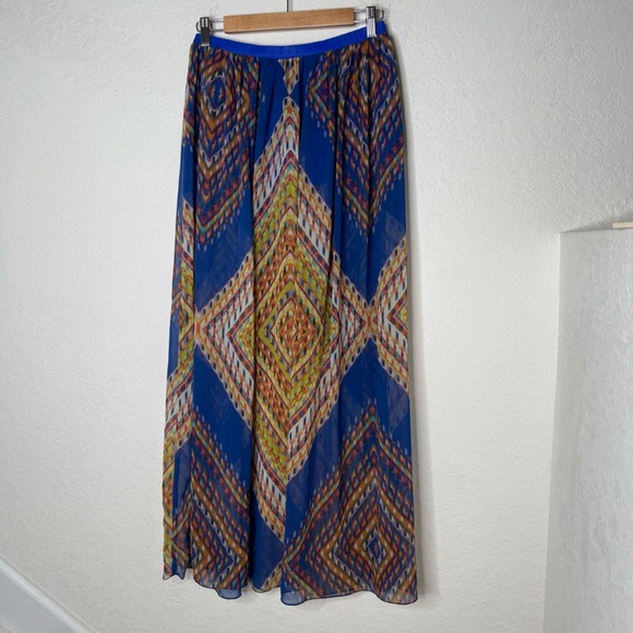Alexis Maxi Sheer Skirt with Shorts Sz XS Silk Multicolor Leather Elastic Waist - Picture 2 of 10